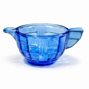 VTG Akro Agate Cobalt Blue Depression Glass Creamer Stacked Disc & Panel Child's